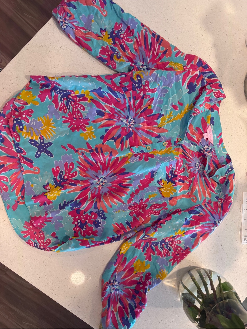 Lilly Pulitzer Turquoise Multicolor Floral Blouse